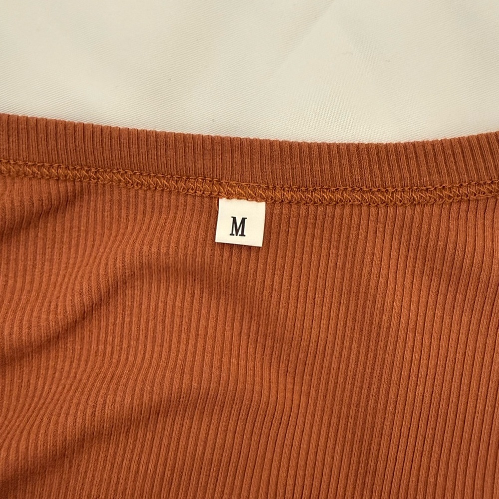 Ruffled Sleeve V-Neck Top - Brown - Picture 3 of 3
